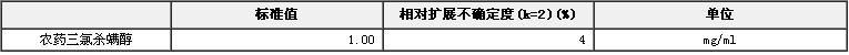 農(nóng)藥三氯殺螨醇溶液標準物質(zhì)